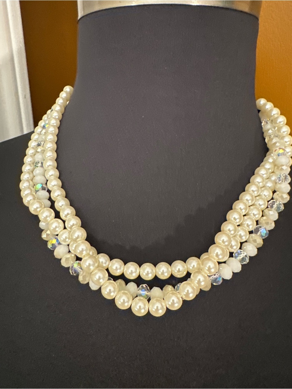 Classic Ivory Faux Pearl Multi-Strand Necklace